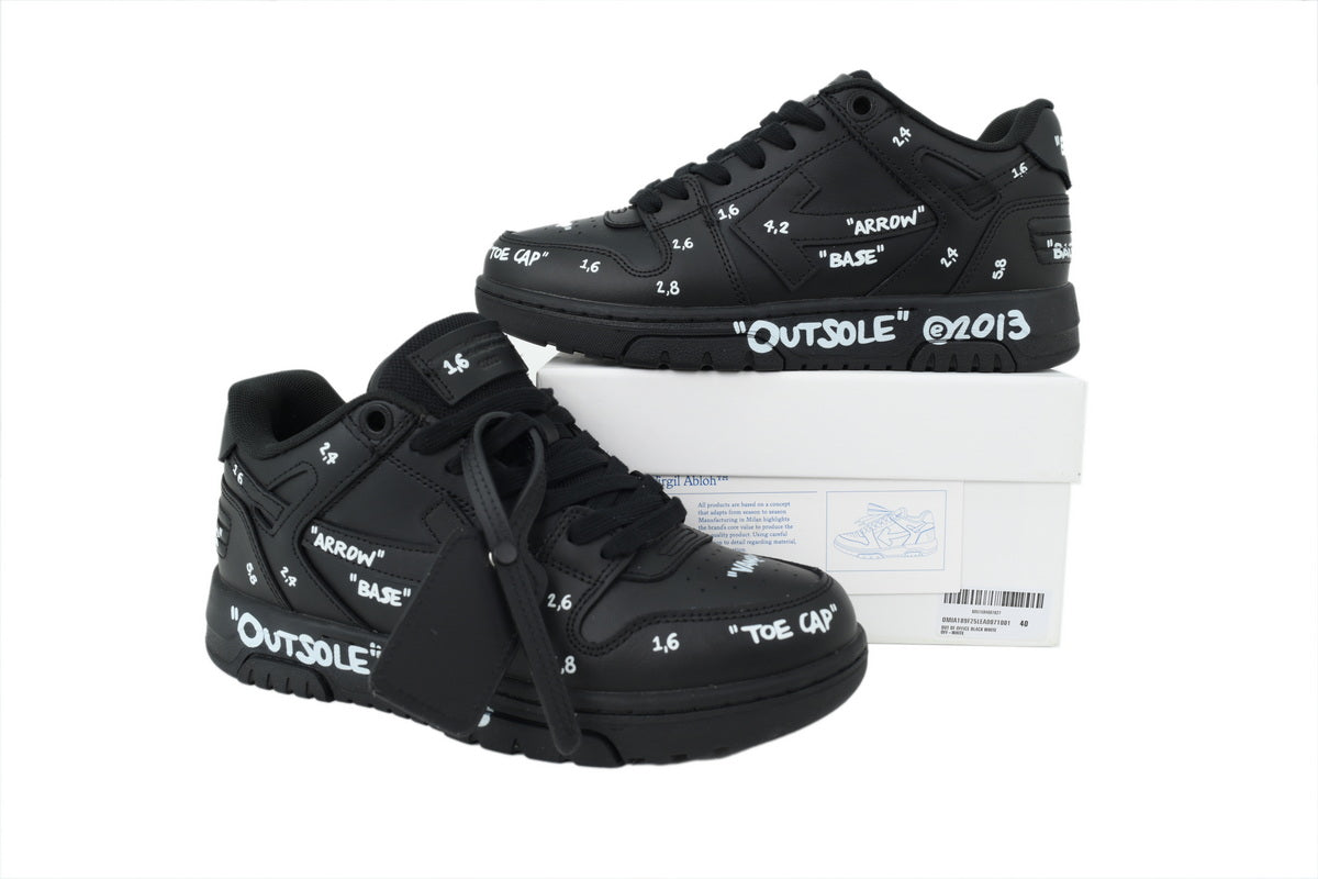 Off-White Out Of Office Low Top Sneaker Black Sketch Annotation