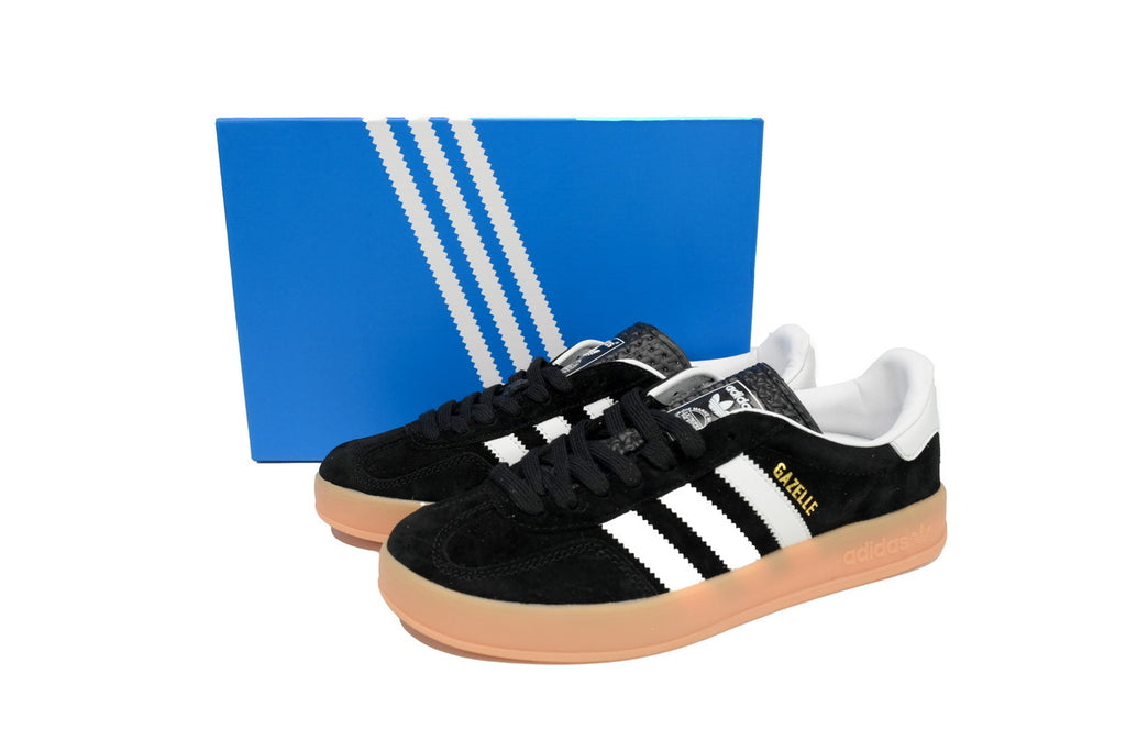 Adidas Gazelle Indoor Sneakers Black White Gum Sole Retro Suede Shoes
