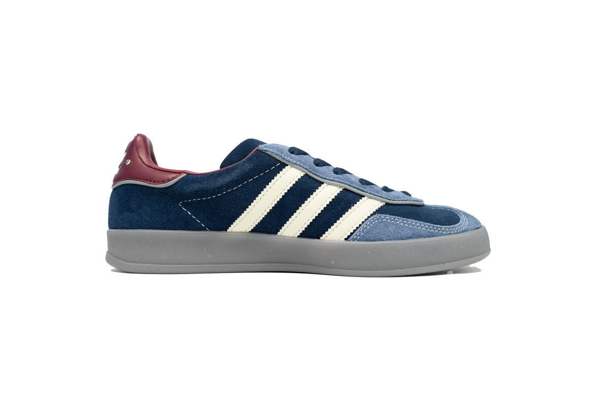 Adidas Gazelle Indoor Sneakers Navy Blue Burgundy Grey Sole Retro Suede Shoes