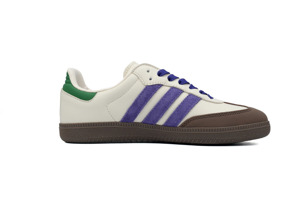 Adidas Samba Sneakers Off White Purple Green Gum Sole Retro Leather Shoes