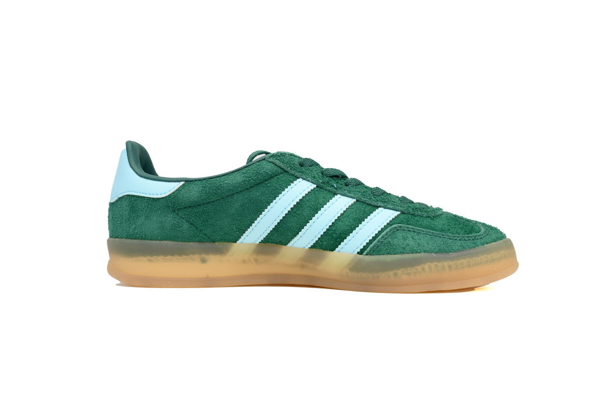 Adidas Gazelle Indoor Sneakers Dark Green Light Blue Gum Sole Retro Suede Shoes