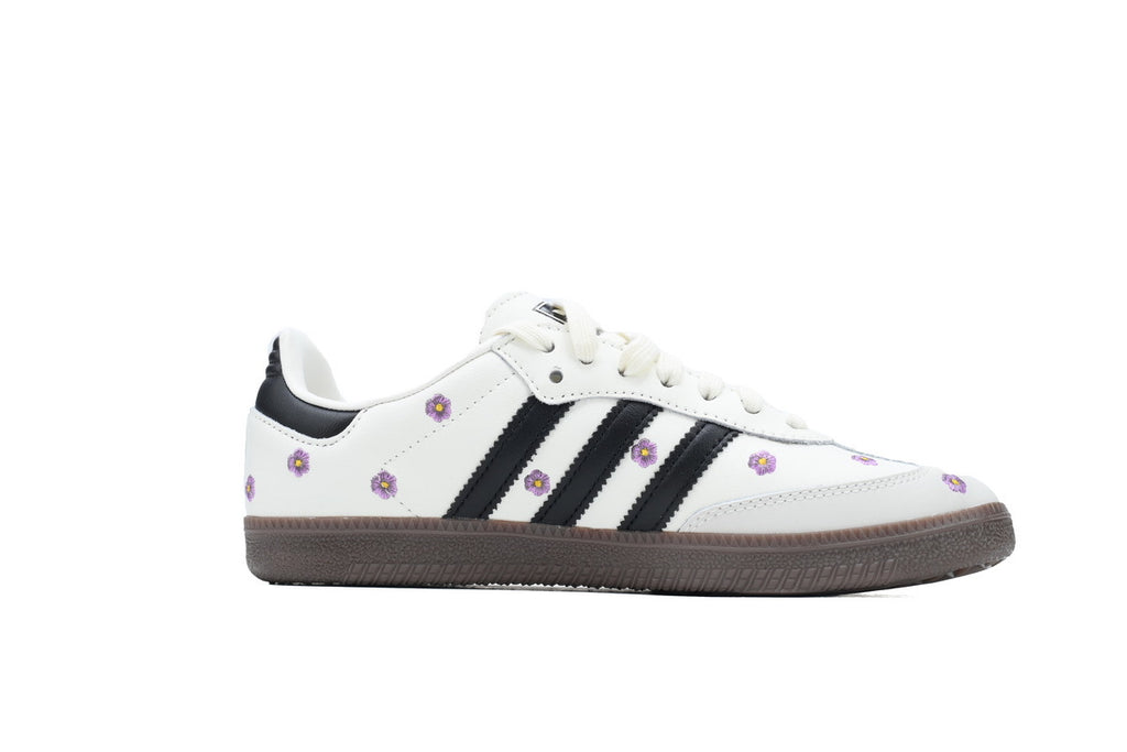 Adidas Samba White Black Purple Floral Embroidery Women Sneakers