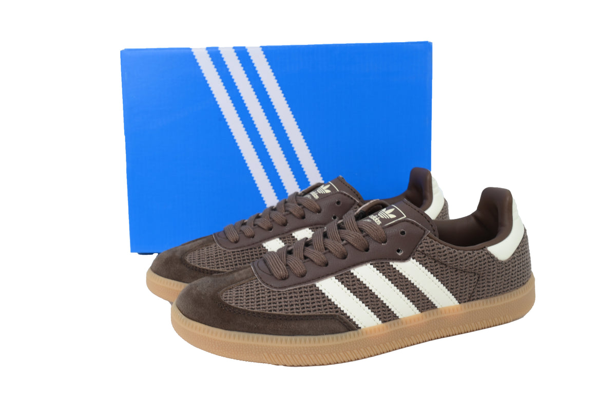Adidas Samba Sneakers Brown White Gum Sole Mesh Suede Retro Shoes