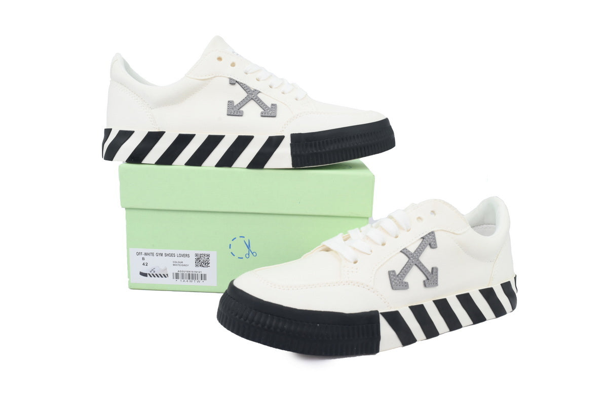 Off-White Vulcanized White Grey Arrow Low Sneakers