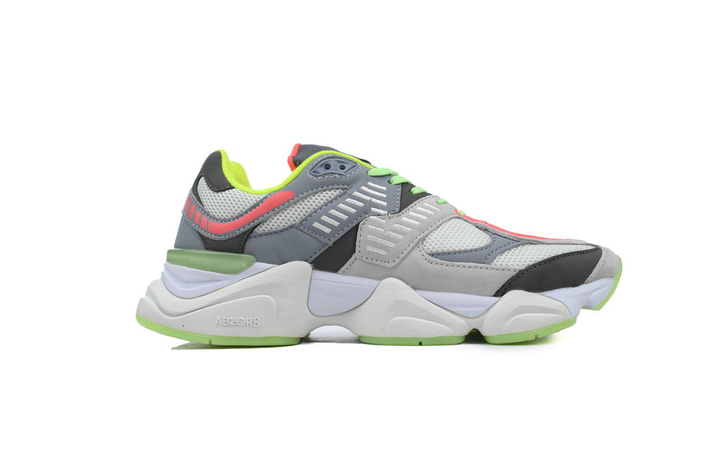 New Balance 9060 Grey Neon Green Pink Sneakers