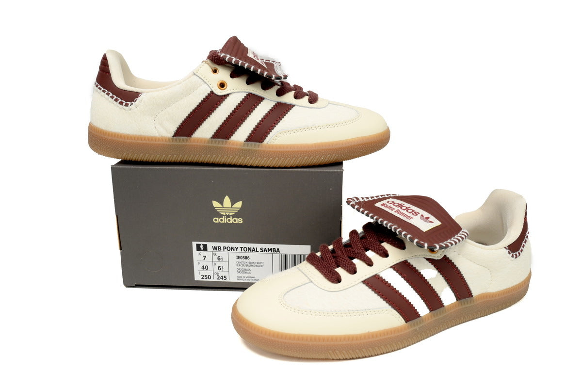 Adidas Samba x Wales Bonner Cream Burgundy Gum Sole Collab Sneakers