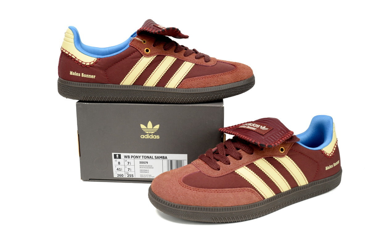 Adidas Samba x Wales Bonner Sneakers Burgundy Yellow Blue Gum Sole Retro Collab Shoes