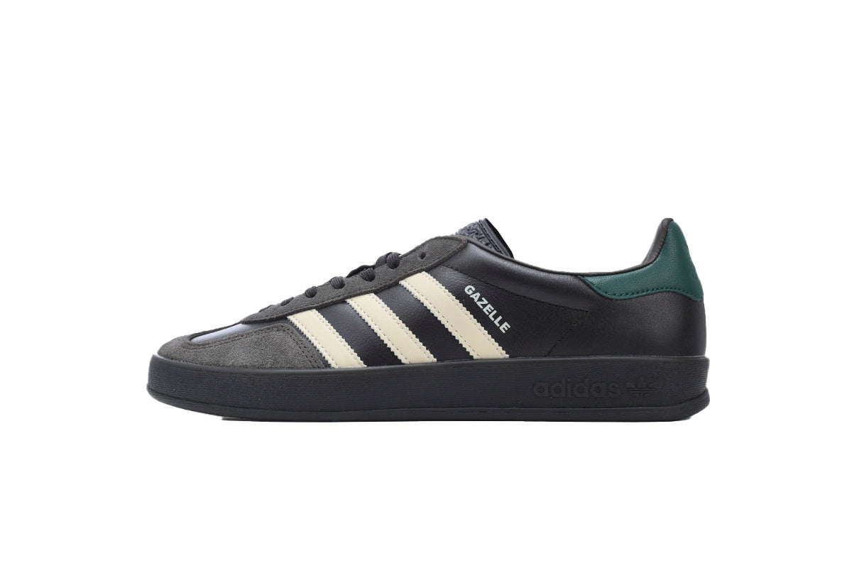 Adidas Gazelle Indoor Sneakers Dark Grey Cream Black Sole Retro Suede Shoes
