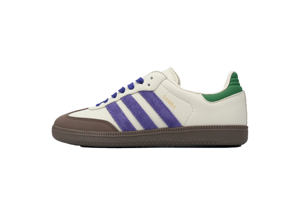 Adidas Samba Sneakers Off White Purple Green Gum Sole Retro Leather Shoes