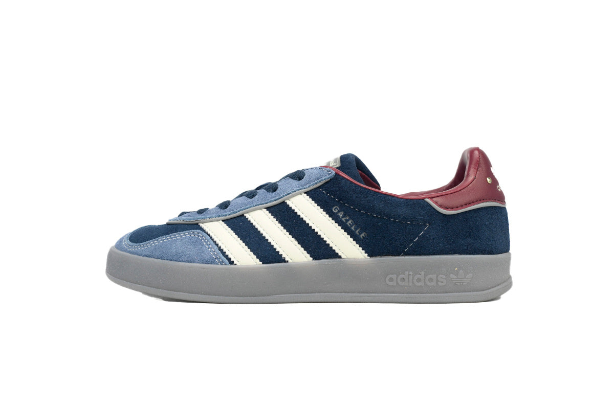 Adidas Gazelle Indoor Sneakers Navy Blue Burgundy Grey Sole Retro Suede Shoes