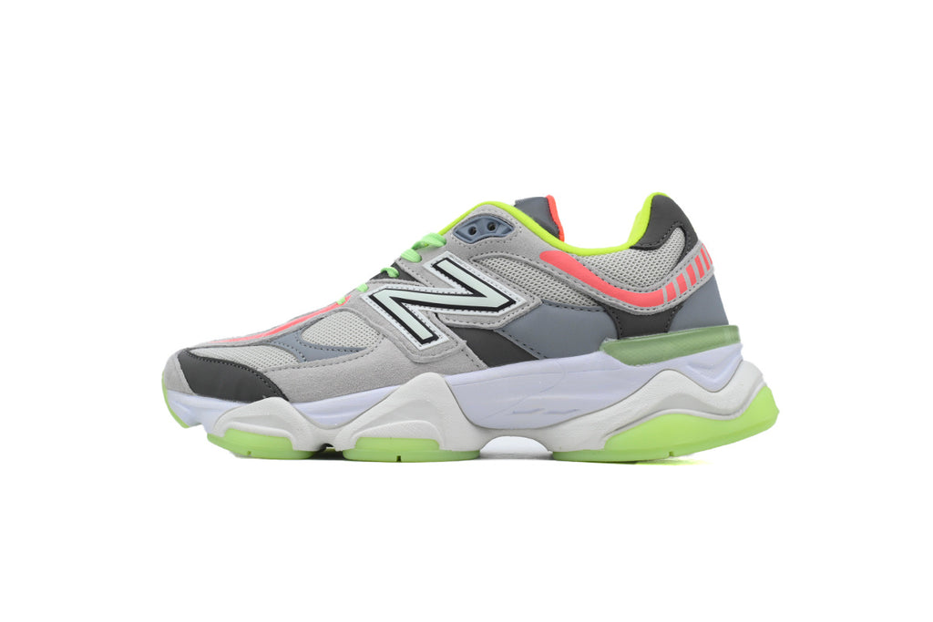 New Balance 9060 Grey Neon Green Pink Sneakers