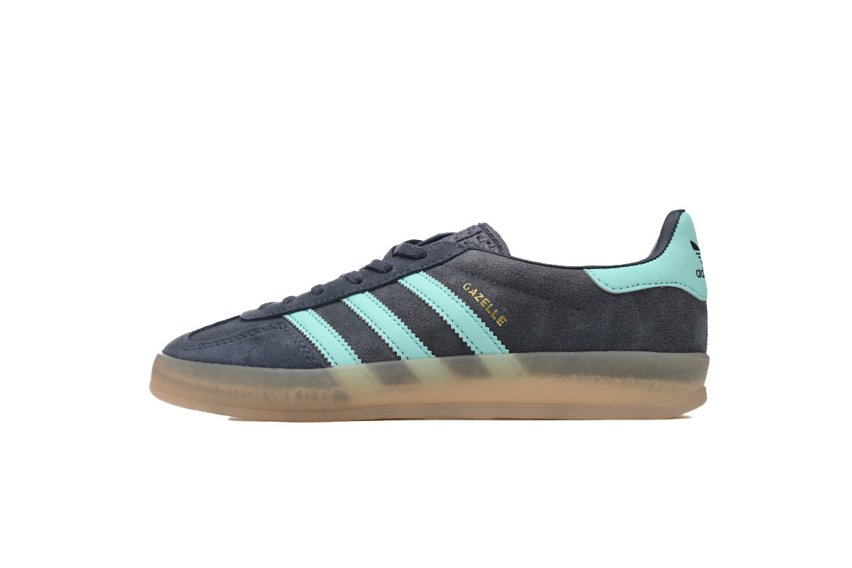 Adidas Gazelle Indoor Sneakers Dark Grey Mint Gum Sole Retro Suede Shoes