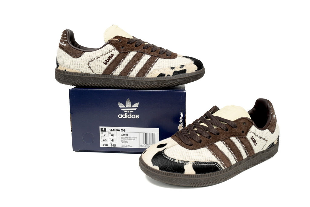 Adidas Samba OG Cow Print Brown Mesh Dark Gum Retro Sneakers