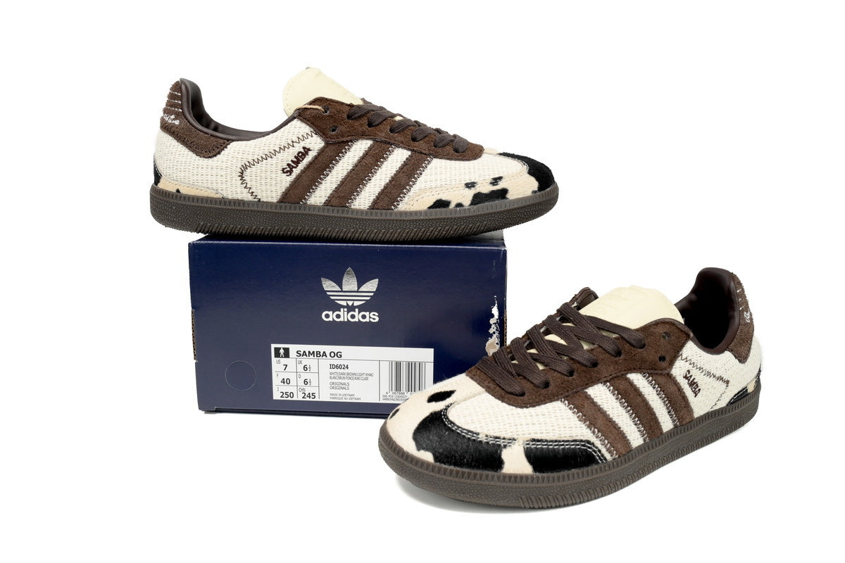 Adidas Samba OG Cow Print Brown Mesh Dark Gum Retro Sneakers