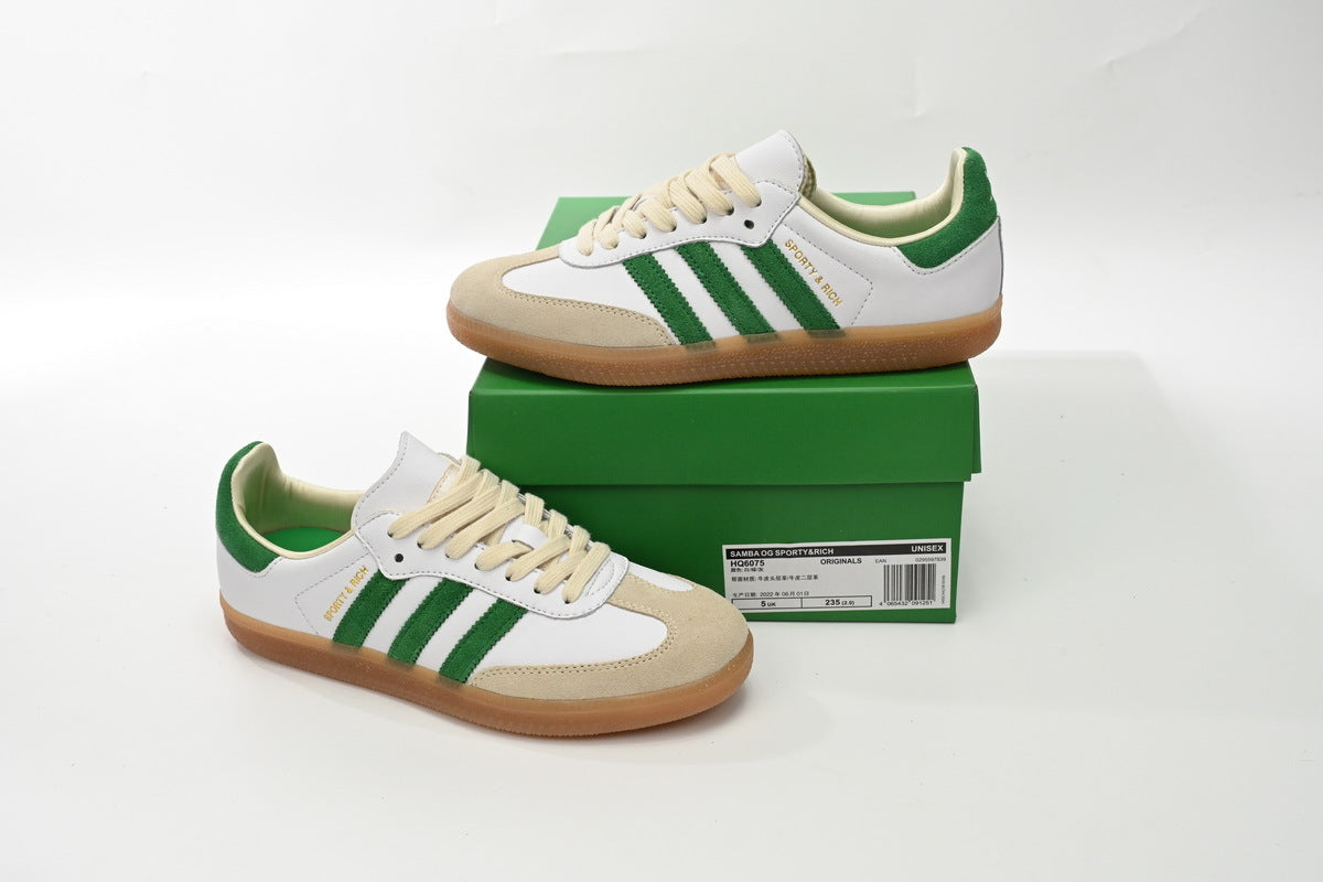 Adidas Samba Sporty & Rich White Green Gum Men & Women Casual Sneakers