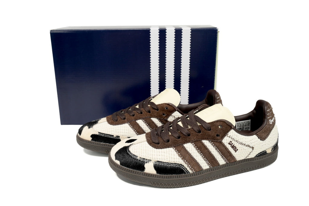 Adidas Samba OG Cow Print Brown Mesh Dark Gum Retro Sneakers
