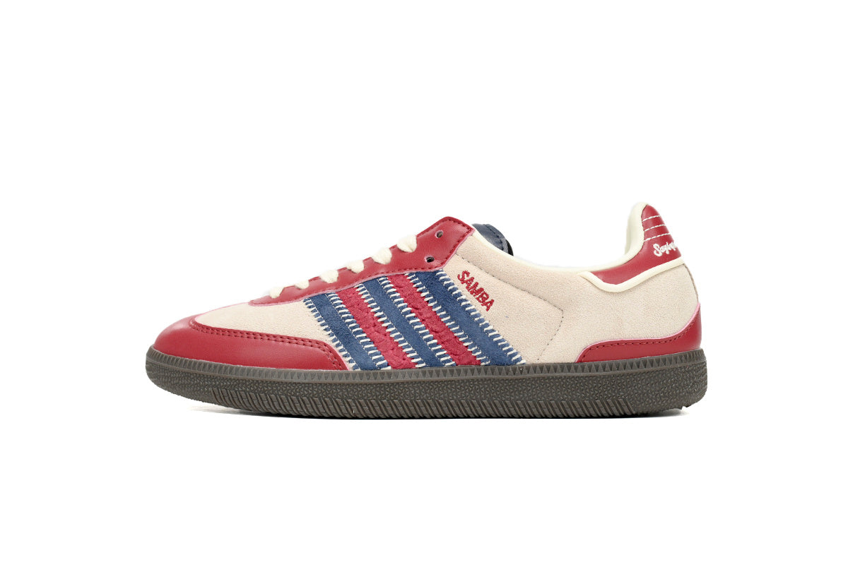 Adidas Samba OG Red Cream Navy Stripes Dark Gum Retro Sneakers