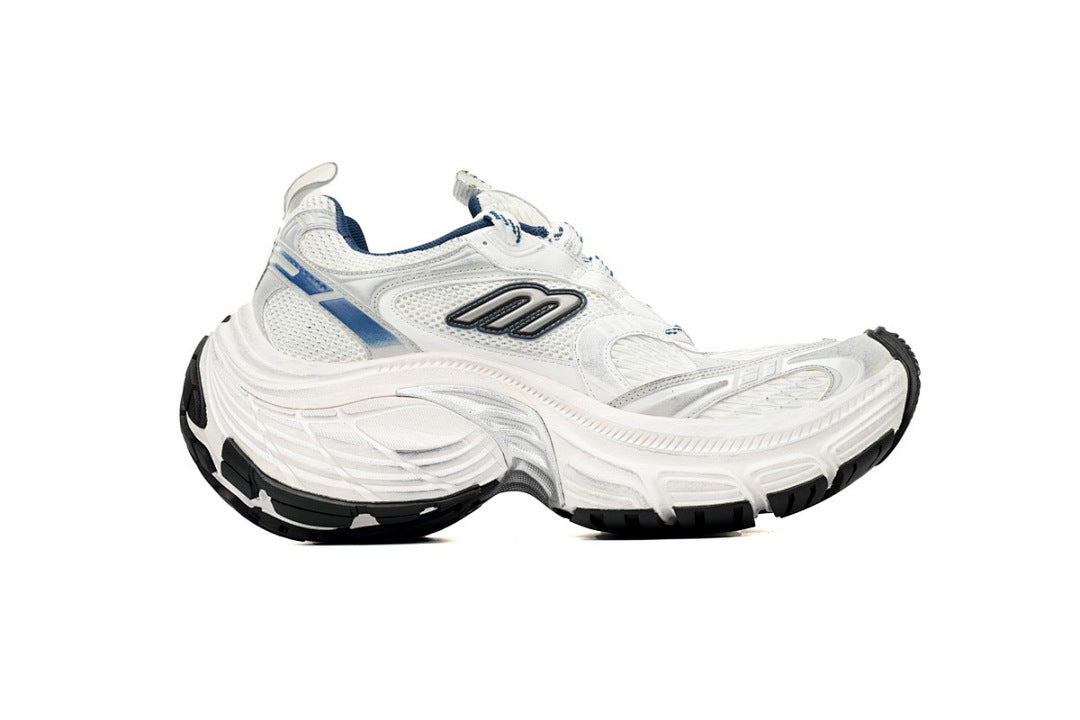 Balenciaga 10XL White Navy Blue Chunky Sneakers