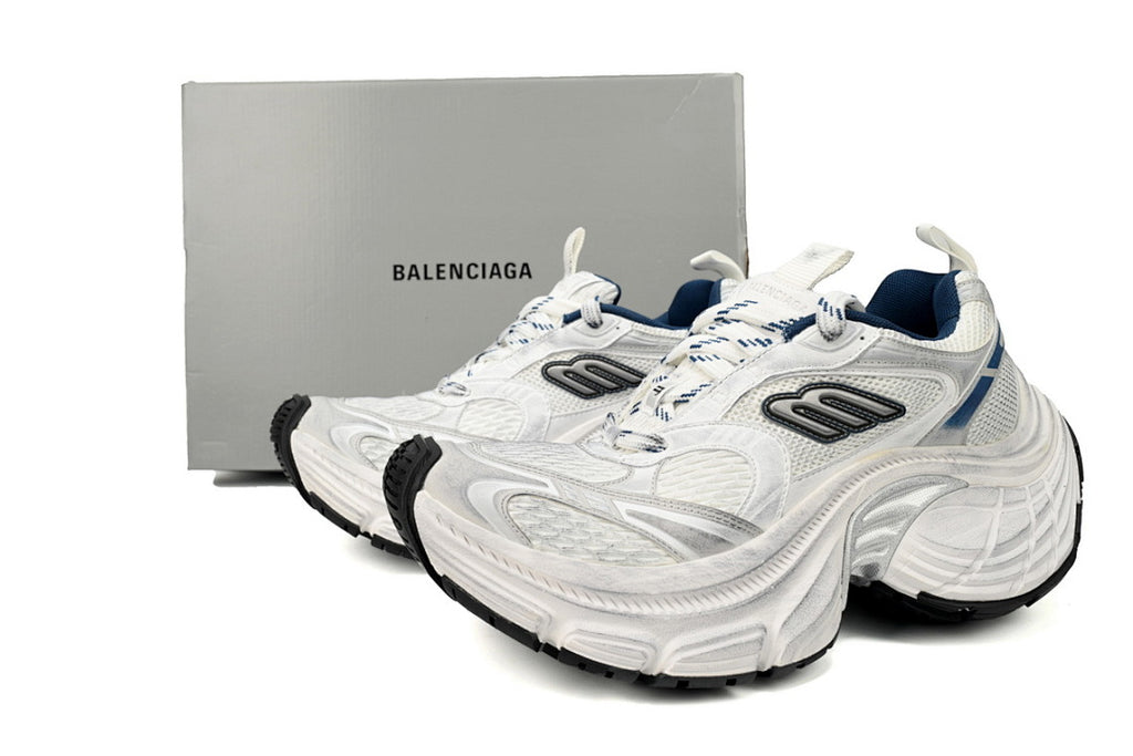Balenciaga 10XL White Navy Blue Chunky Sneakers