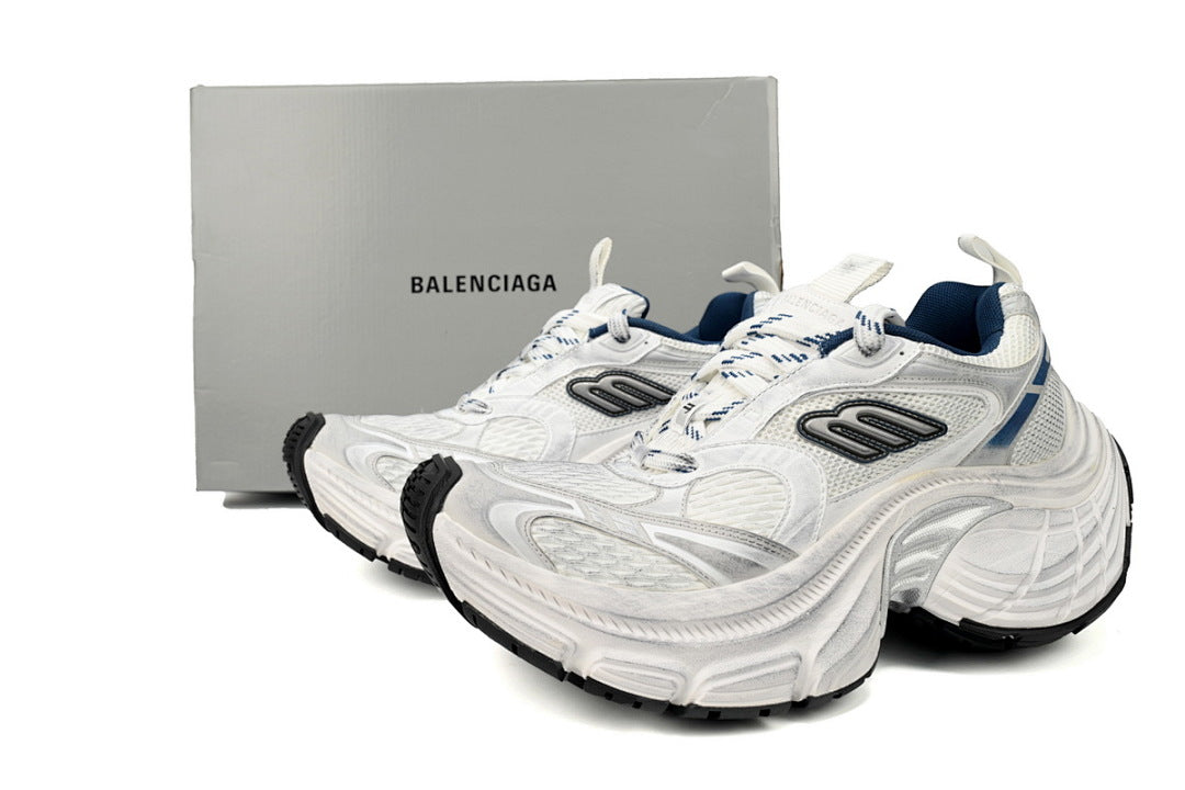 Balenciaga 10XL White Navy Blue Chunky Sneakers