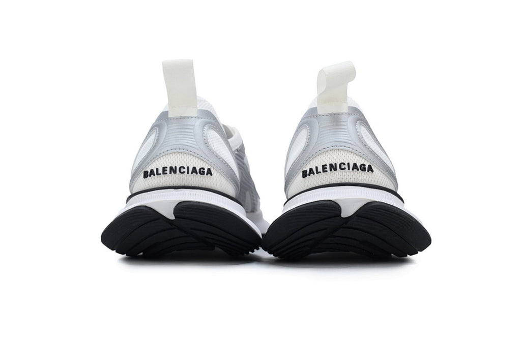 Balenciaga Circuit White Silver Mesh & Synthetic Layered Sneakers