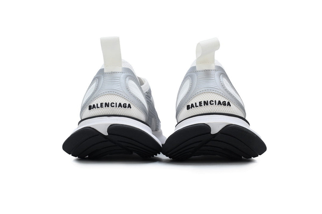 Balenciaga Circuit White Silver Mesh & Synthetic Layered Sneakers