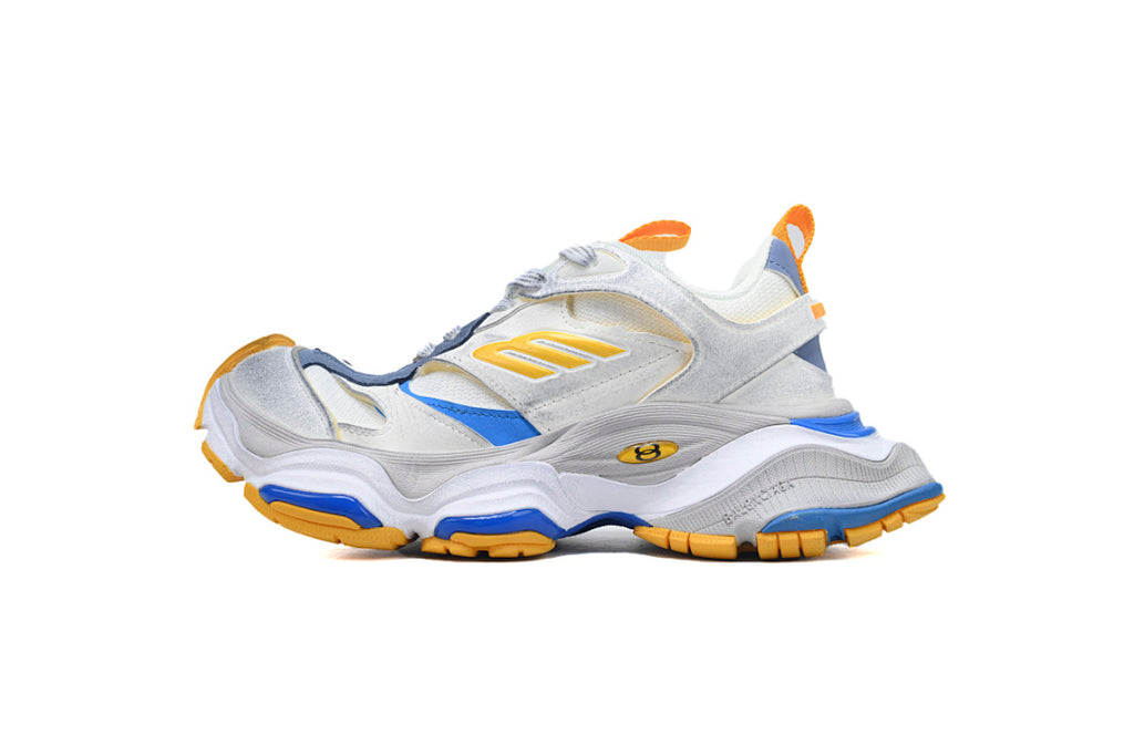 Balenciaga 10XL White Navy Blue Yellow Chunky Sneakers