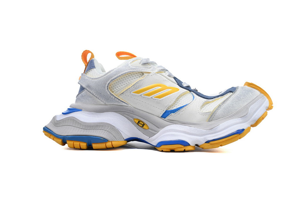 Balenciaga 10XL White Navy Blue Yellow Chunky Sneakers