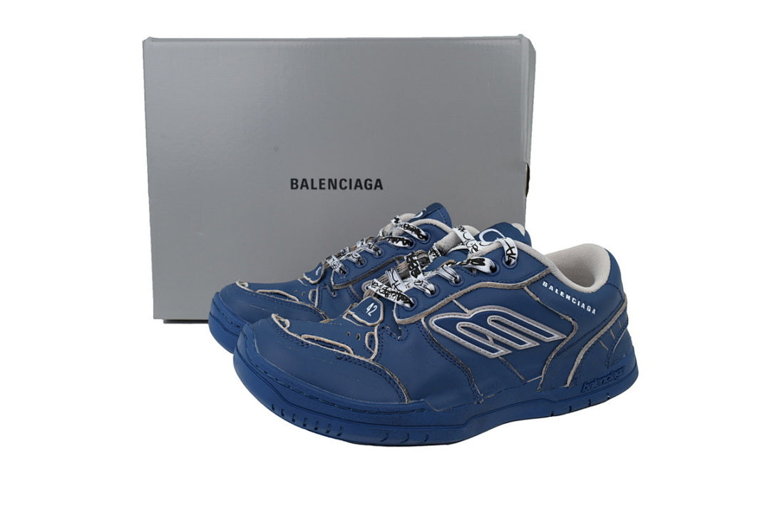 Balenciaga Hamptons Sneaker Blue Worn Effect Skate Shoes