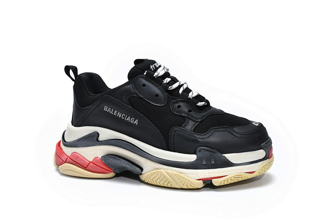 Balenciaga Triple S Sneaker Black White Red Vintage Chunky Dad Shoes For Men Women