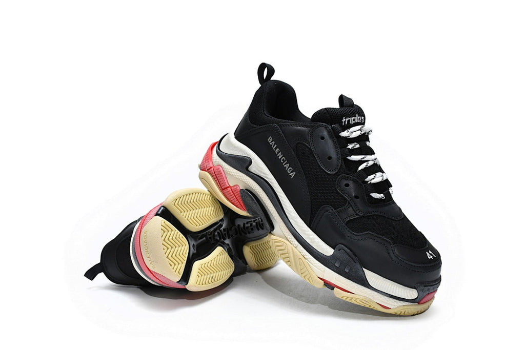Balenciaga Triple S Sneaker Black White Red Vintage Chunky Dad Shoes For Men Women