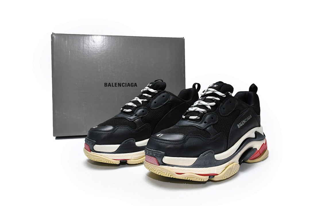 Balenciaga Triple S Sneaker Black White Red Vintage Chunky Dad Shoes For Men Women