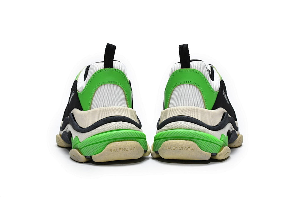 Balenciaga Triple S Sneaker Black White Neon Green Chunky Dad Shoes For Men Women