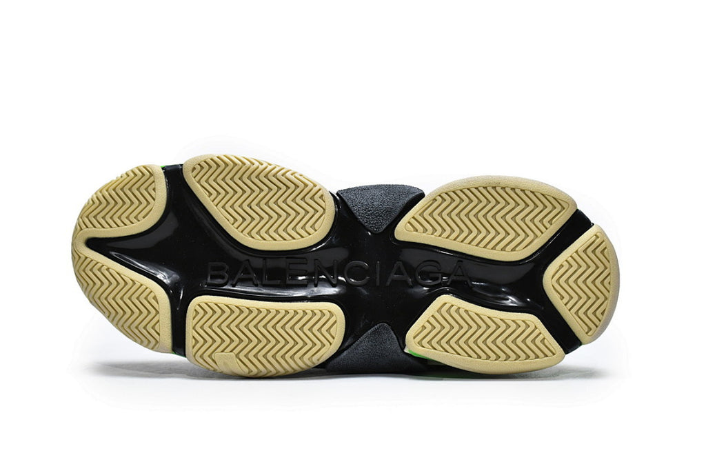 Balenciaga Triple S Sneaker Black White Neon Green Chunky Dad Shoes For Men Women