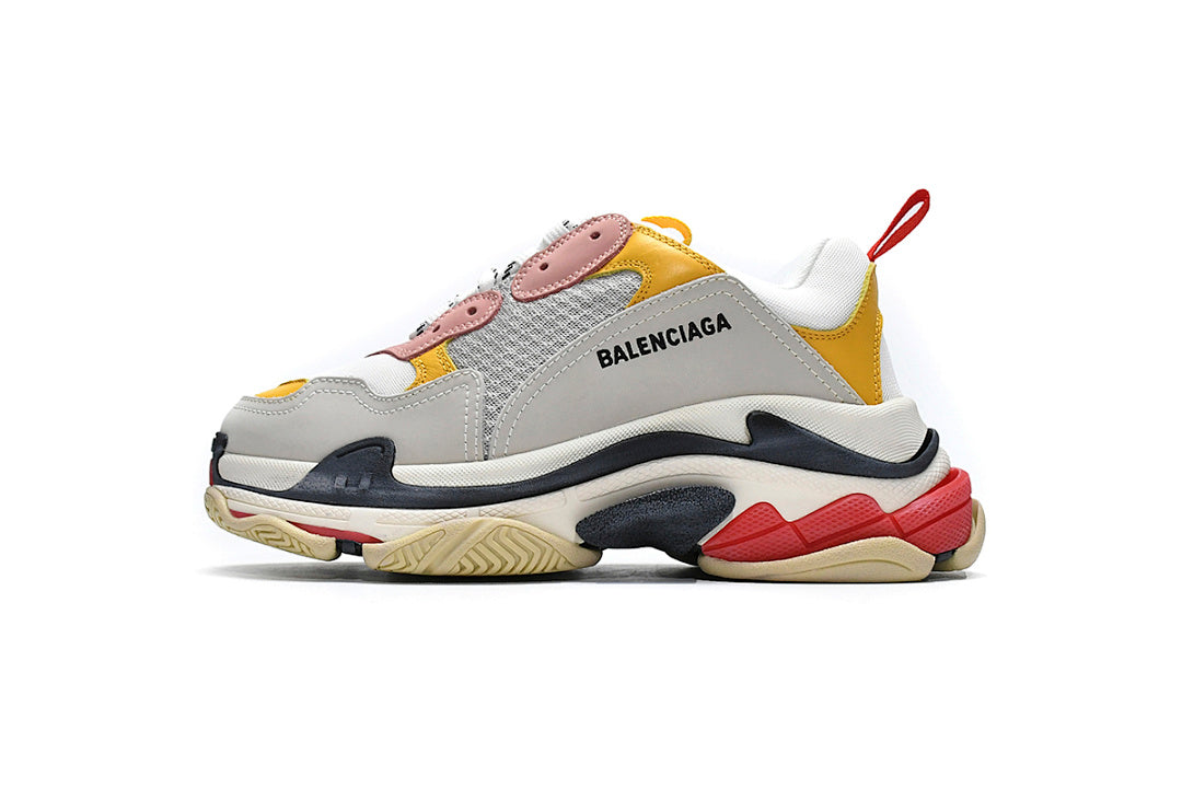 Balenciaga Triple S Sneaker Grey White Pink Yellow Multi Color Chunky Dad Shoes For Men Women
