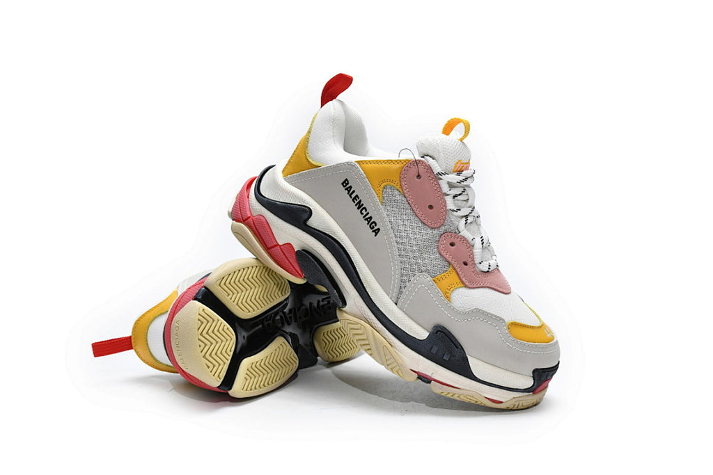 Balenciaga Triple S Sneaker Grey White Pink Yellow Multi Color Chunky Dad Shoes For Men Women