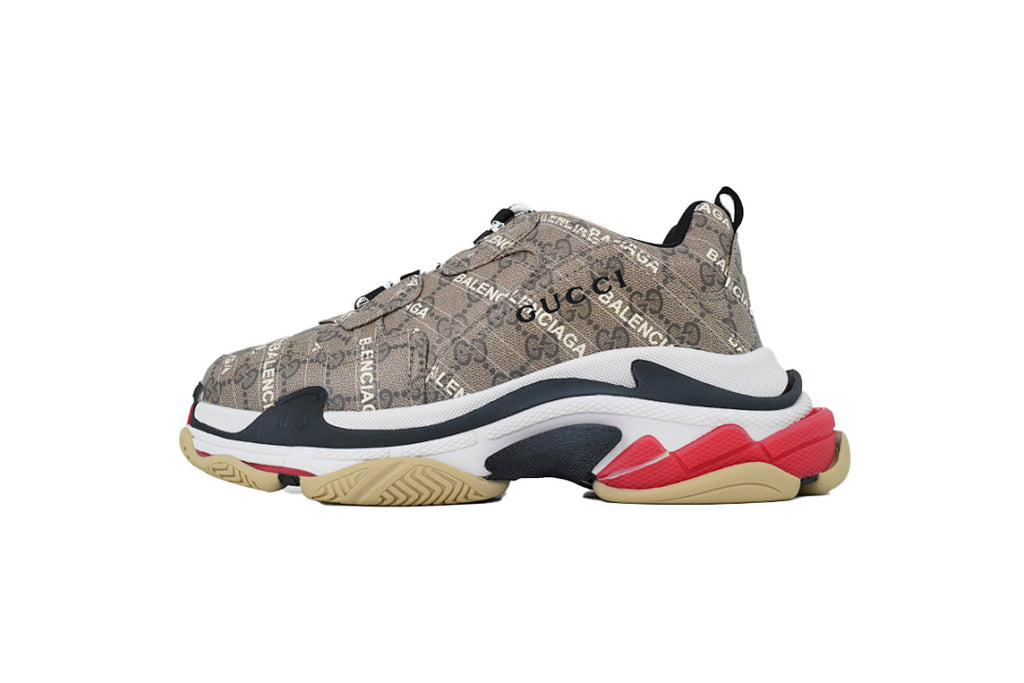 Gucci x Balenciaga Triple S Sneaker Brown Monogram Chunky Dad Shoes For Men Women