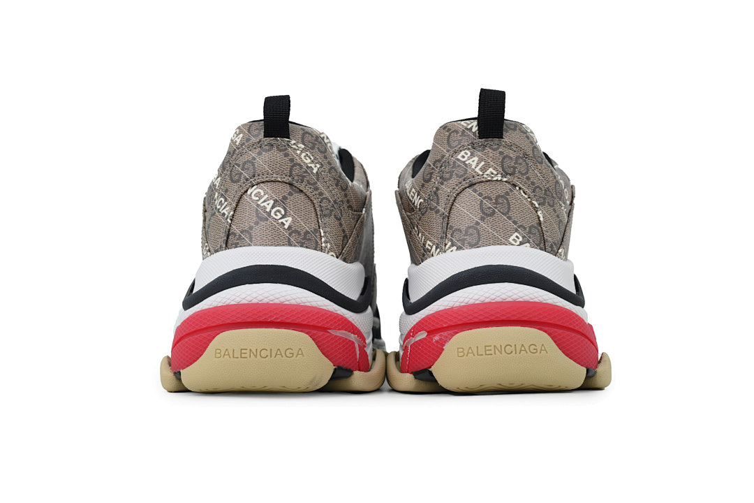 Gucci x Balenciaga Triple S Sneaker Brown Monogram Chunky Dad Shoes For Men Women