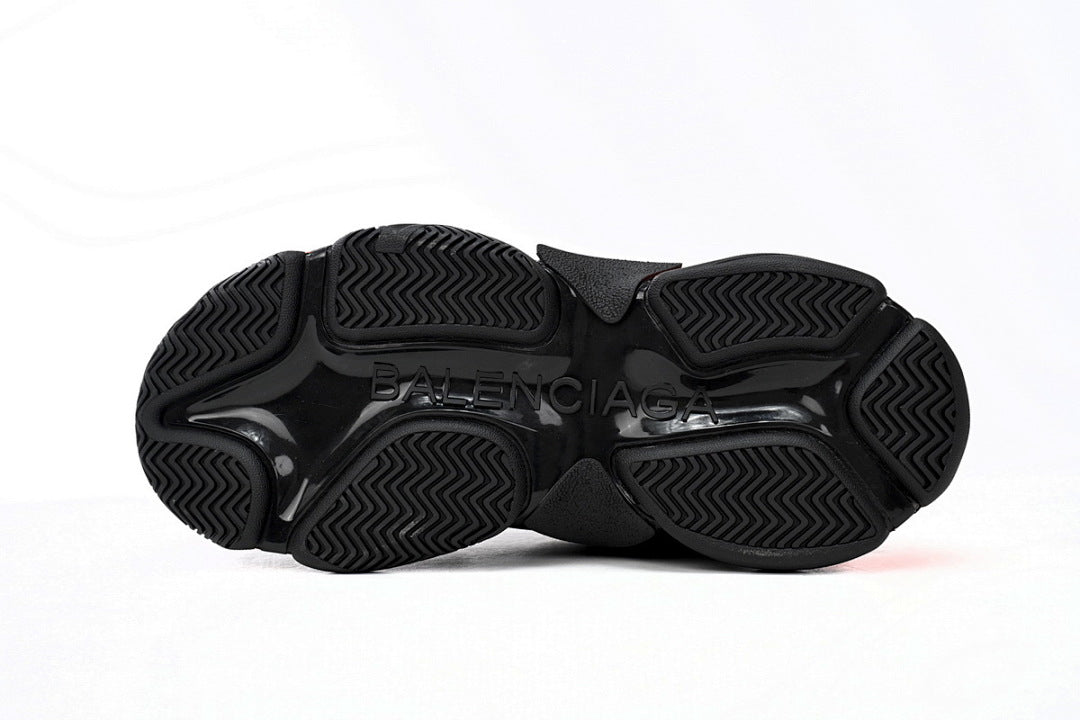 Balenciaga Triple S Sneaker Black Peach Orange Chunky Dad Shoes For Men Women