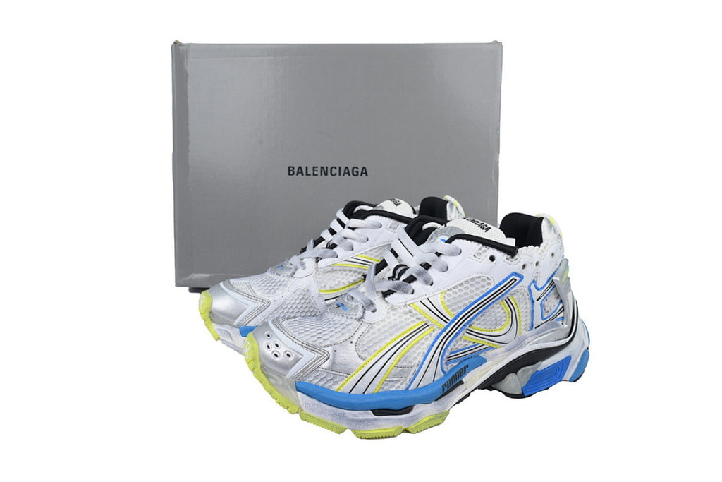 Balenciaga Runner Sneaker White Blue Yellow Mesh Chunky Running Shoes