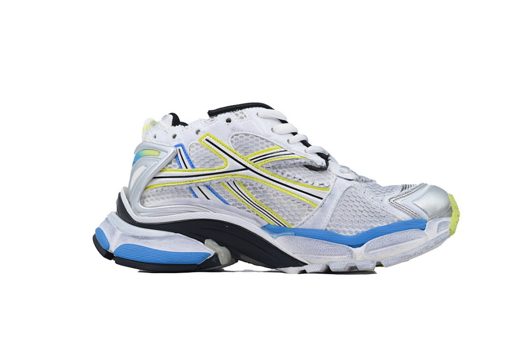 Balenciaga Runner Sneaker White Blue Yellow Mesh Chunky Running Shoes