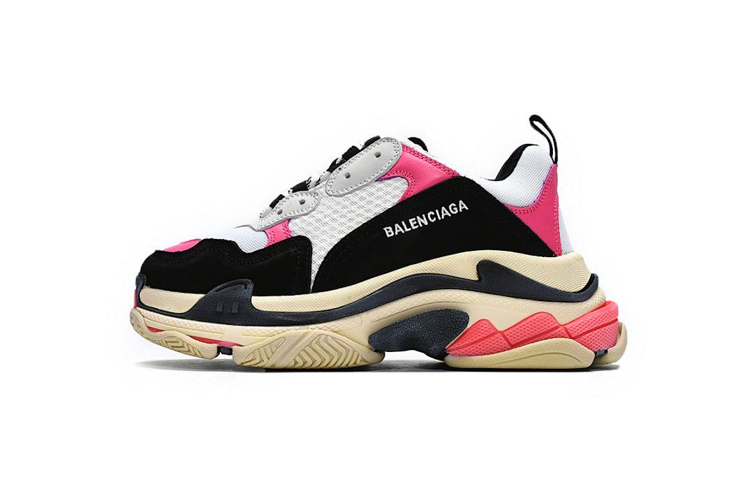 Balenciaga Triple S Sneaker Black White Pink Vintage Chunky Dad Shoes For Men Women