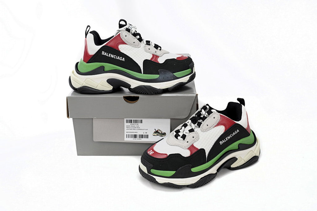 Balenciaga Triple S Sneaker Black White Red Green Multi Color Chunky Dad Shoes For Men Women