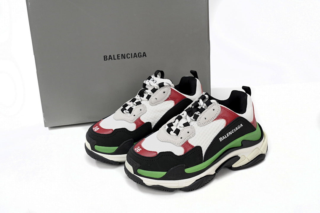 Balenciaga Triple S Sneaker Black White Red Green Multi Color Chunky Dad Shoes For Men Women
