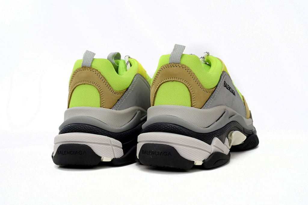 Balenciaga Triple S Sneaker Fluorescent Green Grey Tan Chunky Dad Shoes For Men Women