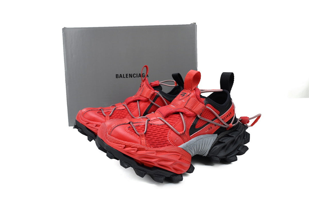 Balenciaga Hike Sneaker Red Black Mesh Chunky Hiking Shoes