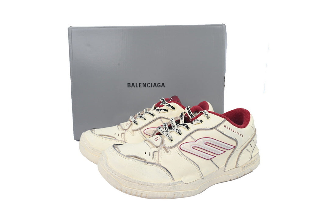 Balenciaga Hamptons Sneaker Off White Red Worn Effect Skate Shoes