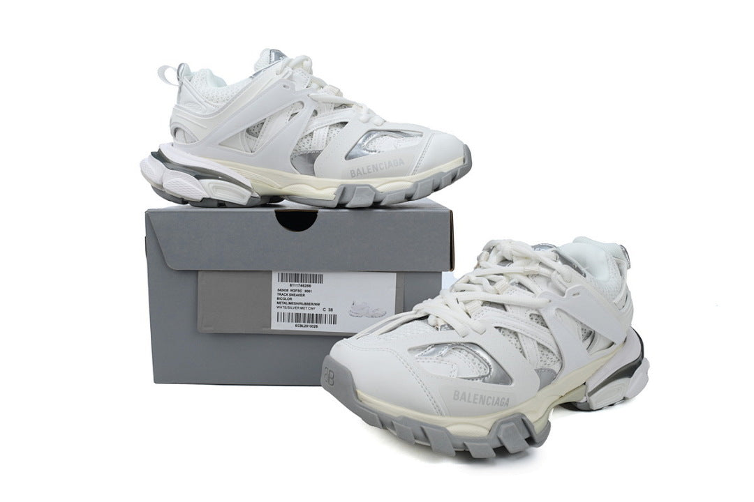 Balenciaga Track White Silver Cage Chunky Sneakers