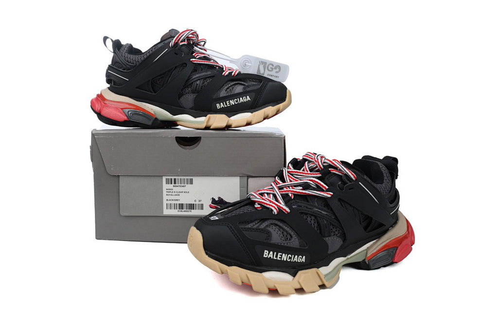 Balenciaga Track Black Beige Red Cage Chunky Sneakers