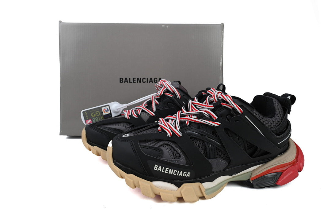 Balenciaga Track Black Beige Red Cage Chunky Sneakers